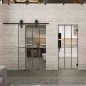 Glasschiebetür BARN-LINE Loft Rosteisen Genietet 12 Auf Klarglas Glasschiebetür BARN-LINE Loft Rosteisen Genietet 12 Auf Klarglas