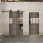 Glasschiebetür BARN-LINE Loft Rosteisen Genietet 32 Auf Klarglas Glasschiebetür BARN-LINE Loft Rosteisen Genietet 32 Auf Klarglas