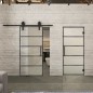 Glasschiebetür BARN-LINE Loft Schwarzeisen Genietet 01 Blickdicht Glasschiebetür BARN-LINE Loft Schwarzeisen Genietet 01 Blickdicht