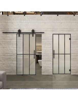 Glasschiebetür BARN-LINE Loft Schwarzeisen Genietet 12 Blickdicht