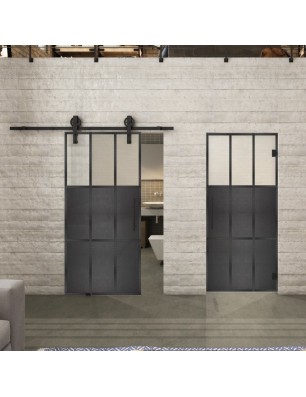 Glasschiebetür BARN-LINE Loft Schwarzeisen Genietet 23 Blickdicht