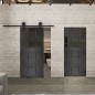 Glasschiebetür BARN-LINE Loft Schwarzeisen Genietet 21 Auf Grauglas Glasschiebetür BARN-LINE Loft Schwarzeisen Genietet 21 Auf Grauglas