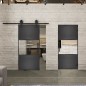 Glasschiebetür BARN-LINE Loft Schwarzeisen Genietet 27 Auf Klarglas Glasschiebetür BARN-LINE Loft Schwarzeisen Genietet 27 Auf Klarglas
