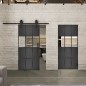 Glasschiebetür BARN-LINE Loft Schwarzeisen Genietet 32 Auf Klarglas Glasschiebetür BARN-LINE Loft Schwarzeisen Genietet 32 Auf Klarglas