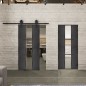 Glasschiebetür BARN-LINE Loft Schwarzeisen Genietet 36 Auf Klarglas Glasschiebetür BARN-LINE Loft Schwarzeisen Genietet 36 Auf Klarglas
