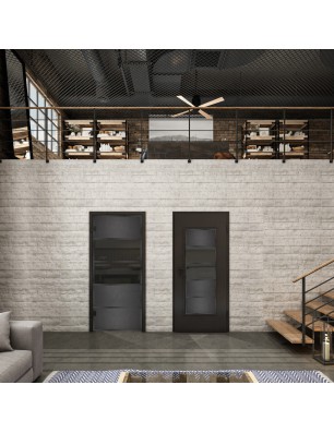 Lichtausschnitt Loft Schwarzeisen Genietet 25 Auf Grauglas
