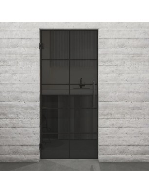 Pendeltür Loft Schwarzlack 05 Auf Grauglas-modernes Zuhause