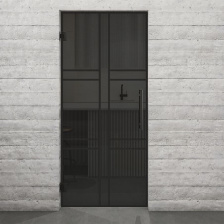 Pendeltür Loft Schwarzlack 14 Auf Grauglas-modernes Zuhause