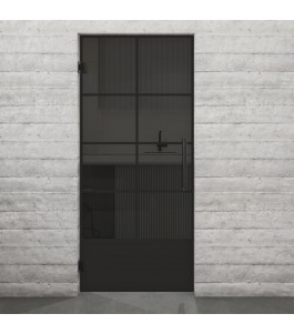 Pendeltür Loft Schwarzlack 34 Auf Grauglas-modernes Zuhause