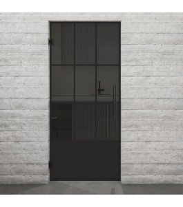 Pendeltür Loft Schwarzlack 38 Auf Grauglas-modernes Zuhause