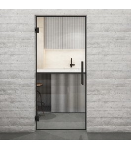 Pendeltür Loft Schwarzlack 04 Auf Klarglas-modernes Zuhause