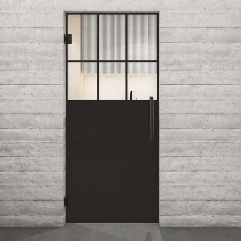 Pendeltür Loft Schwarzlack 27 Auf Klarglas