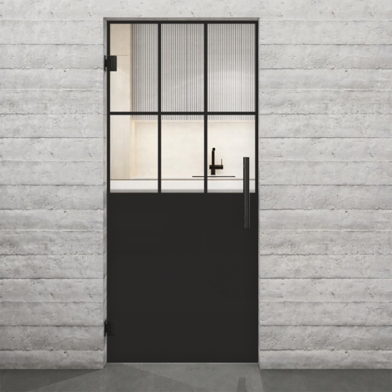 Pendeltür Loft Schwarzlack 28 Auf Klarglas