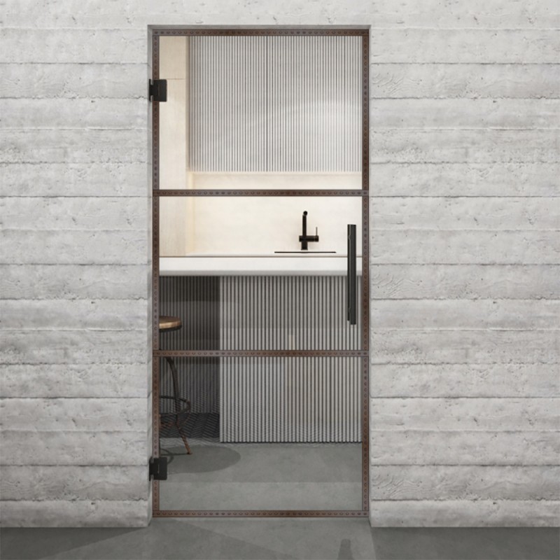 Pendeltür Loft Rosteisen Genietet 03 Auf Klarglas Pendeltür Loft Rosteisen Genietet 03 Auf Klarglas