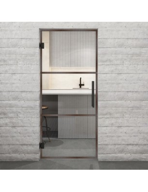 Pendeltür Loft Rosteisen Genietet 03 Auf Klarglas