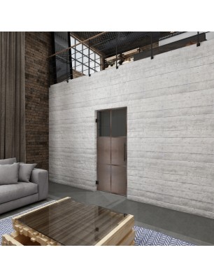 Pendeltür Loft Rosteisen Genietet 19 Auf Grauglas