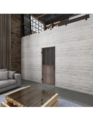 Pendeltür Loft Rosteisen Genietet 24 Auf Grauglas