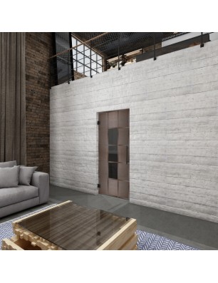Pendeltür Loft Rosteisen Genietet 34 Auf Grauglas