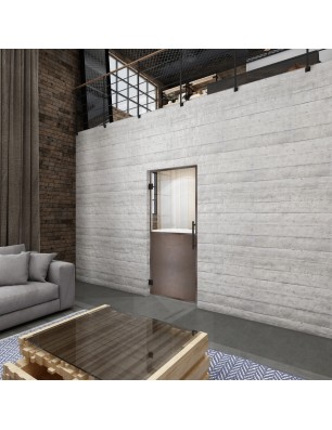 Pendeltür Loft Rosteisen Genietet 16 Auf Klarglas