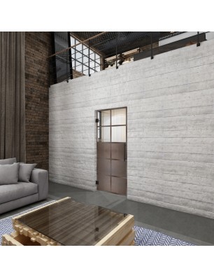 Pendeltür Loft Rosteisen Genietet 17 Auf Klarglas
