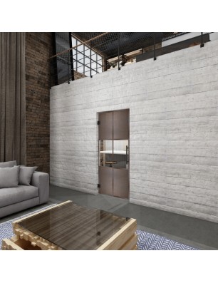 Pendeltür Loft Rosteisen Genietet 30 Auf Klarglas