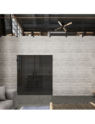 Pendeltür Loft Schwarzlack 19 Auf Grauglas-modernes Zuhause