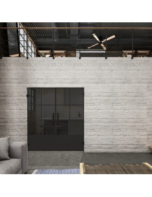 Pendeltür Loft Schwarzlack 35 Auf Grauglas-modernes Zuhause