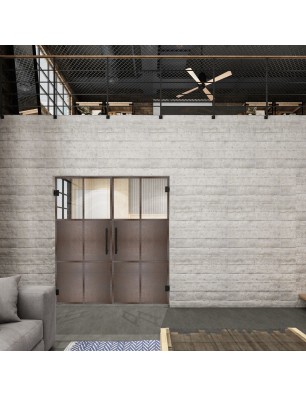Pendeltür Loft Rosteisen Genietet 19 Auf Klarglas