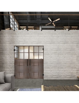 Pendeltür Loft Rosteisen Genietet 21 Auf Klarglas