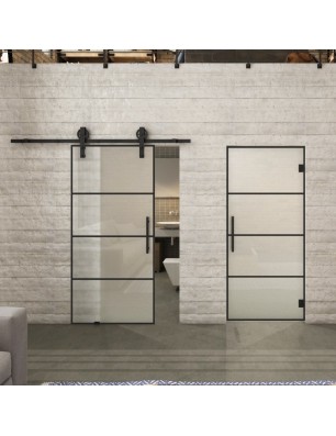 Pendeltür Loft Schwarzlack 02 Blickdicht - modernes Zuhause