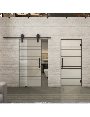 Pendeltür Loft Schwarzlack 16 Blickdicht - modernes Zuhause