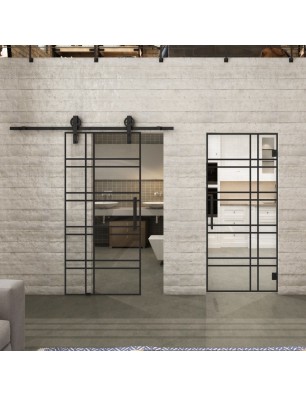 Pendeltür Loft Schwarzlack 19 Auf Klarglas-modernes Zuhause