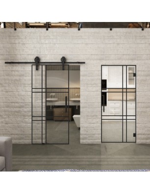 Pendeltür Loft Schwarzlack 20 Auf Klarglas-modernes Zuhause
