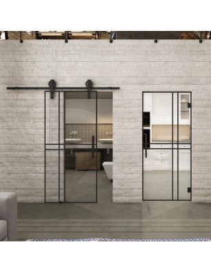 Pendeltür Loft Schwarzlack 21 Auf Klarglas-modernes Zuhause