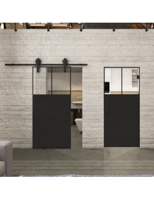 Pendeltür Loft Schwarzlack 25 Auf Klarglas-modernes Zuhause