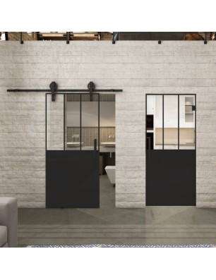 Pendeltür Loft Schwarzlack 30 Auf Klarglas-modernes Zuhause