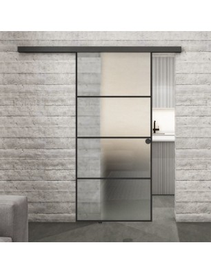 Glasschiebetür BLACK-LINE Loft Schwarzlack 02 Blickdicht
