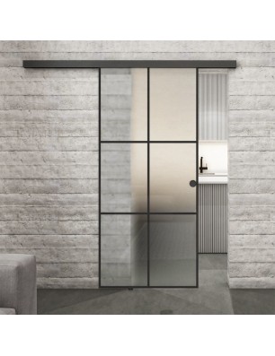 Glasschiebetür BLACK-LINE Loft Schwarzlack 07 Blickdicht
