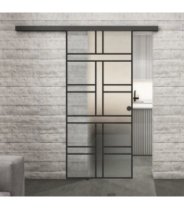 Glasschiebetür BLACK-LINE Loft Schwarzlack 13 Blickdicht