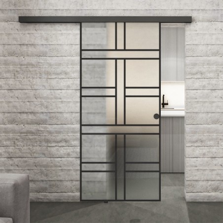 Glasschiebetür BLACK-LINE Loft Schwarzlack 13 Blickdicht