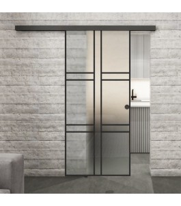 Glasschiebetür BLACK-LINE Loft Schwarzlack 14 Blickdicht