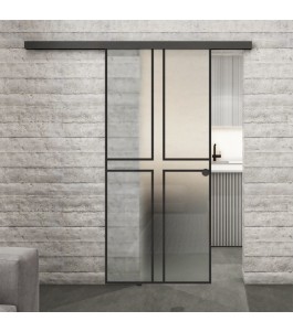 Glasschiebetür BLACK-LINE Loft Schwarzlack 15 Blickdicht