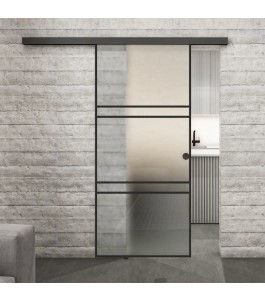 Glasschiebetür BLACK-LINE Loft Schwarzlack 17 Blickdicht