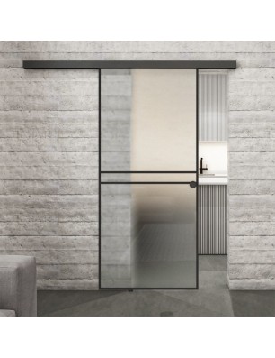 Glasschiebetür BLACK-LINE Loft Schwarzlack 18 Blickdicht