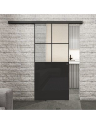 Glasschiebetür BLACK-LINE Loft Schwarzlack 24 Blickdicht