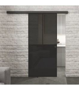 Glasschiebetür BLACK-LINE Loft Schwarzlack 26 Auf Grauglas