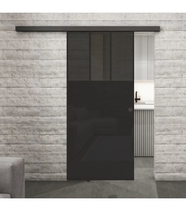 Glasschiebetür BLACK-LINE Loft Schwarzlack 29 Auf Grauglas