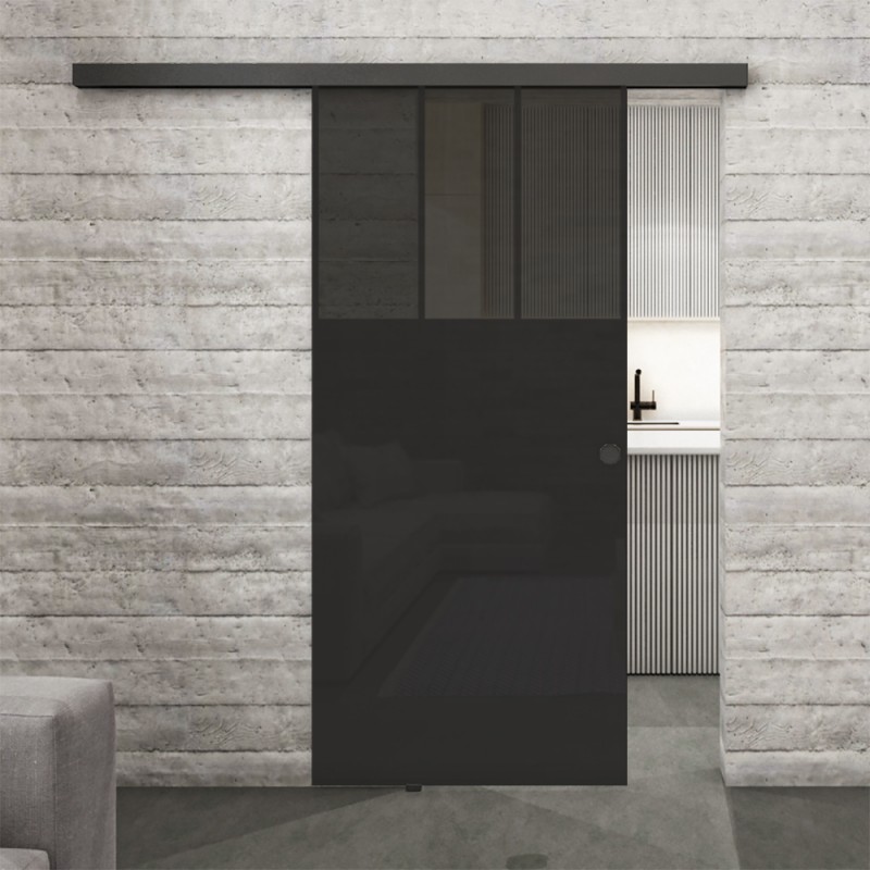 Glasschiebetür BLACK-LINE Loft Schwarzlack 29 Auf Grauglas Glasschiebetür BLACK-LINE Loft Schwarzlack 29 Auf Grauglas