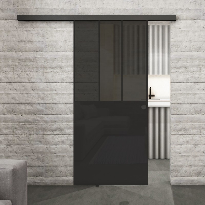 Glasschiebetür BLACK-LINE Loft Schwarzlack 30 Auf Grauglas Glasschiebetür BLACK-LINE Loft Schwarzlack 30 Auf Grauglas
