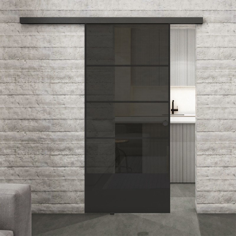 Glasschiebetür BLACK-LINE Loft Schwarzlack 31 Auf Grauglas Glasschiebetür BLACK-LINE Loft Schwarzlack 31 Auf Grauglas